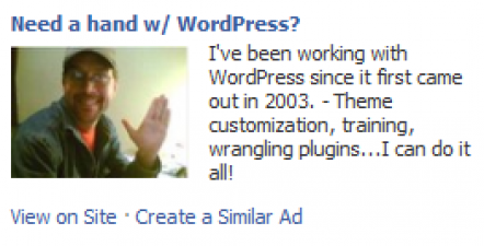 FB ad -  Campaign Need a Hand w WordPress